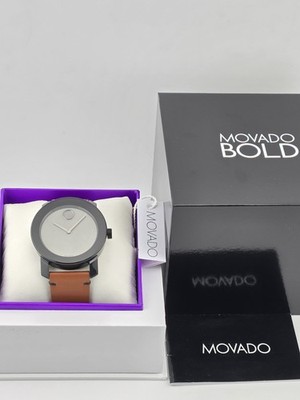Movado Bold Gray Dial Brown Leather Band Men s Watch - 3600442 ($495 MSRP)