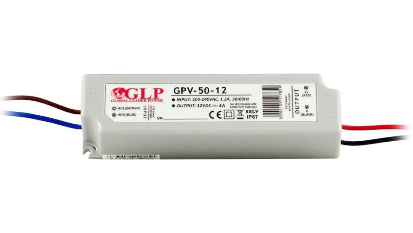 Power supply 12V/4A, CV, IP67 plastic /T2UK