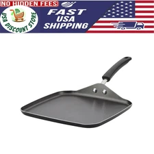 Nonstick Square Griddle Aluminum Dishwasher Safe Griddle, 11 Inch , Black