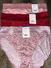 Warners  Womens Hi-Cut Underwear Panties Polyester Blend 3-Pair Lace Waist, XL