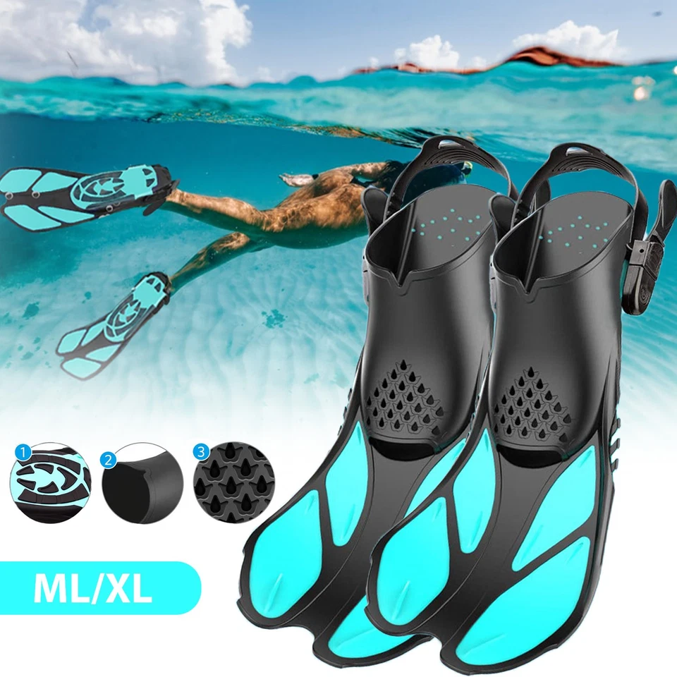 Taucherflossen Verstellbare kurze Flossen Erwachsen Schnorchelflossen Schwimm - Bild 3 von 4