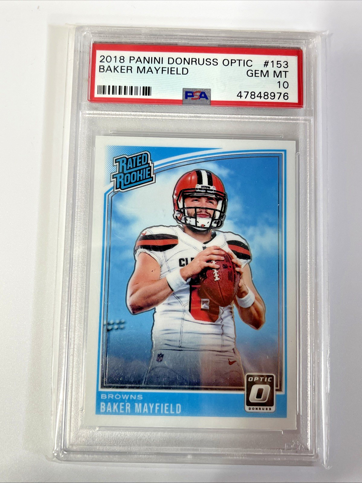 2018 Donruss Optic - Rated Rookie Baker Mayfield #153  (RC) PSA 10 GEM MT