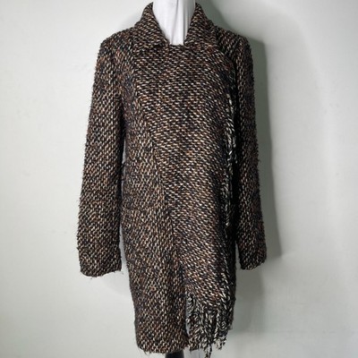 Patrizia Pepe Women's Black Brown Belted Collared Coat Size 46