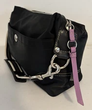 COACH Hamptons Weekend Black Nylon Hobo Shoulder Bag MO872-F11669