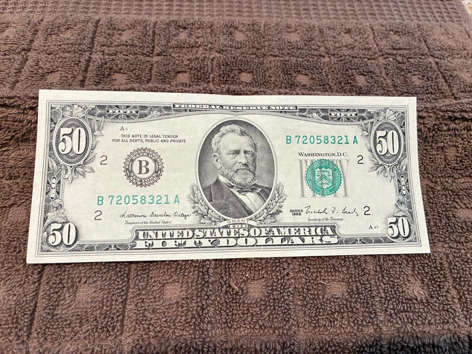 1988 $50 Fifty Dollar Bill United States of America Federal Reserve Note NY FRB - Image 3 of 4
