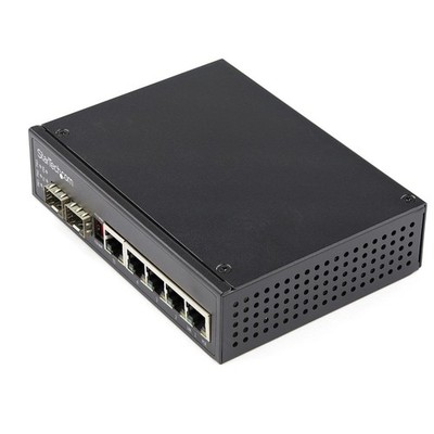 StarTech.com Industrial 6 Port Gigabit Ethernet Switch 4 PoE RJ45 +2 SFP-Steckplätze