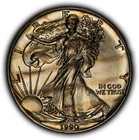 1990 1 oz Silver American Eagle - Rainbow Pattern Toning - BU - SKU-E3758