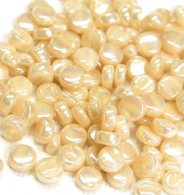 Pearlized Creme Beige 8 mm Round Recycled Glass Mosaic Tiles - 4 mm - 50 Tiles  