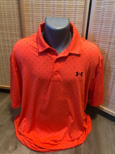 Under Armour Golf SS Men's The Playoff Polo Shirt Orange with Black Shapes XL