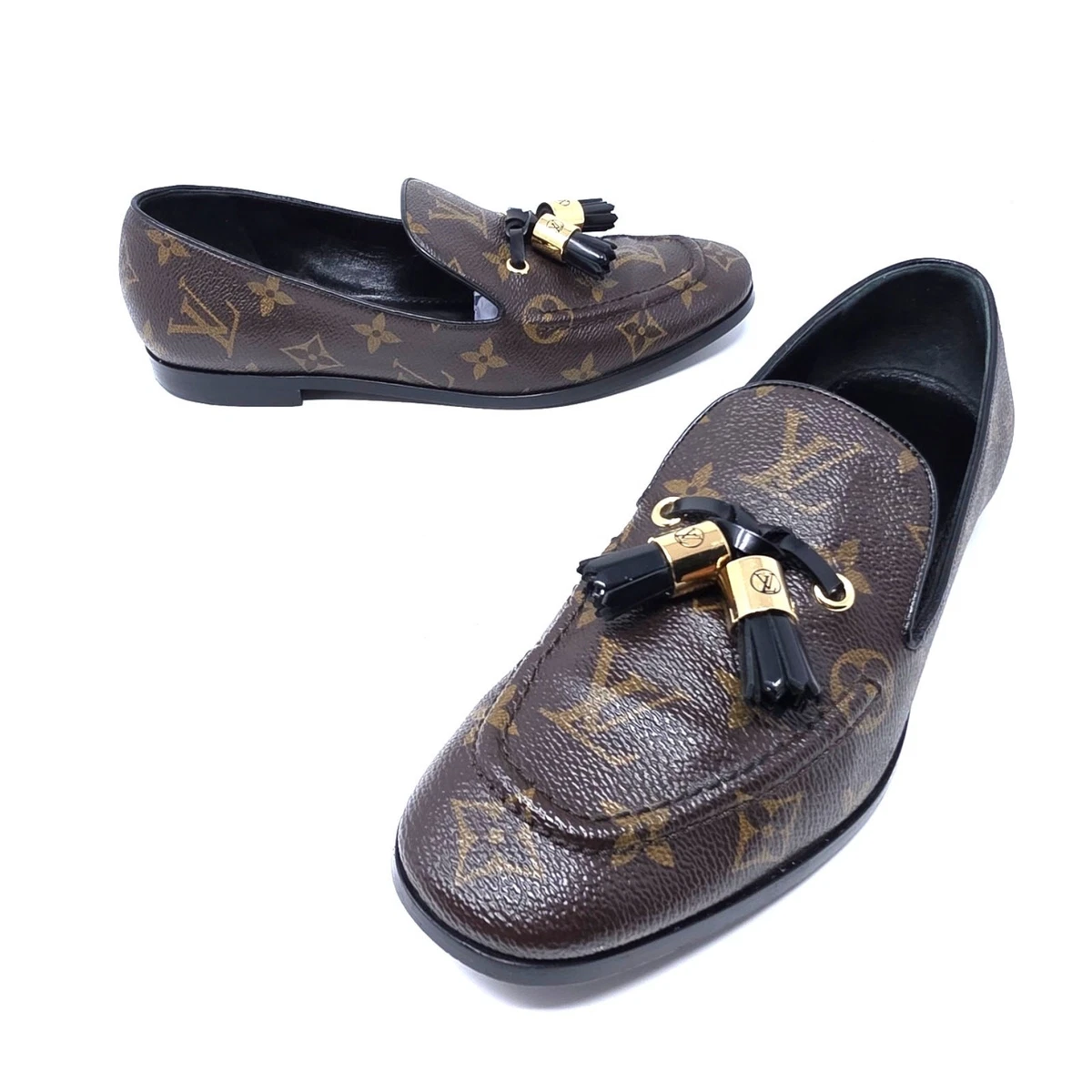 Louis Vuitton LV Line Monogram Flower Leather Loafers Driving Shoes 7.5 Louis Vuitton Logo LV Major Loafers Blue Suede 7.5 LV or 8.5  main image 2