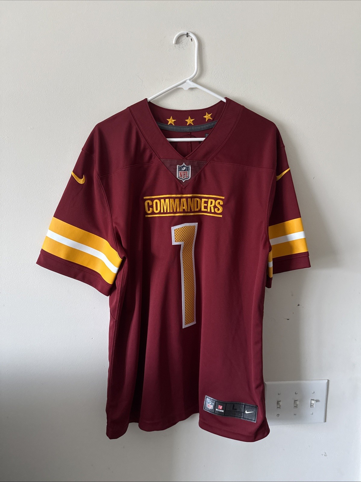 Men’s Nike Jahan Dotson #1 Washington Commanders Vapor Lmtd Jersey Sz L - Red