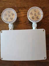 Emergency Light LED White Wall Mount 2 Heads Battery Backup Commercial Grade