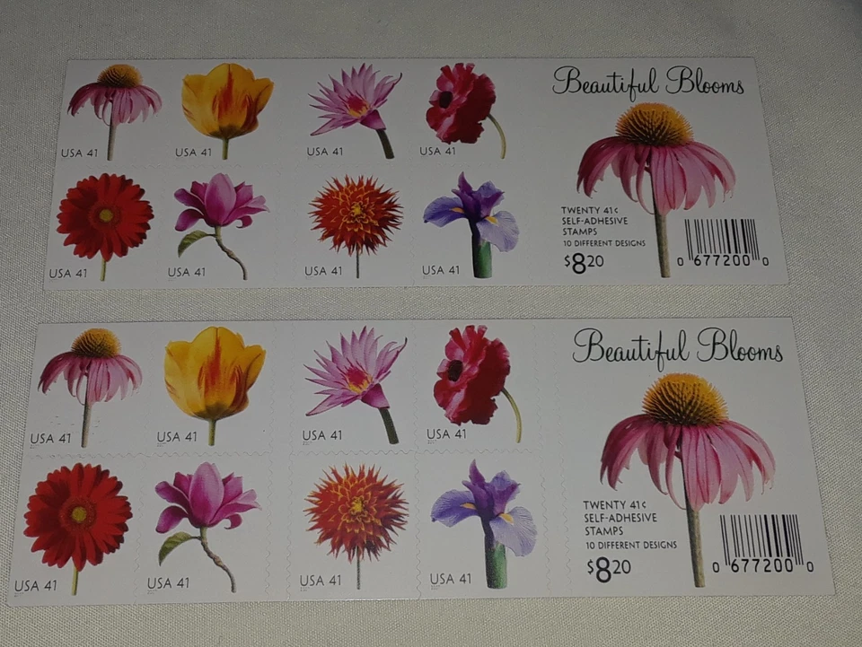 Two (2) Booklets x 20 = 40 of BEAUTIFUL BLOOMS 41¢ US Postage Stamps. 4176-4185 - Image 4 of 4