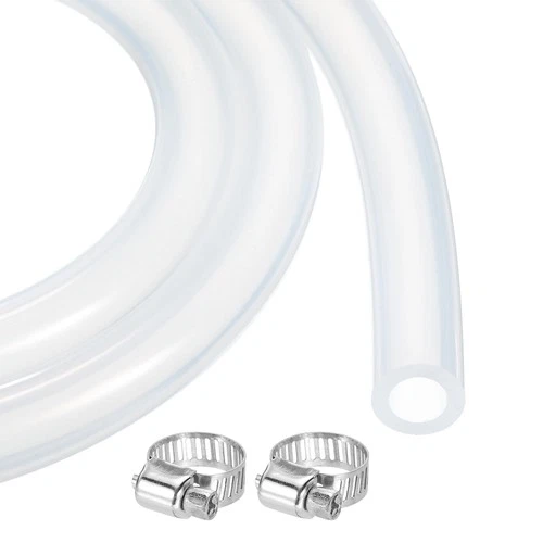 Clear Silicone Tubing 26ft 5/16in ID 1/2in OD 7.9x12.7mm with 2 Clamps