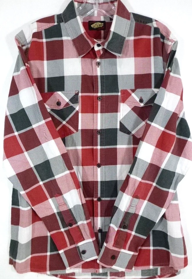 VANS-Camisa informal de manga larga con botones para hombre-grande-roja a cuadros-100 % algodón Foto 4 de 4