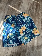 Wave Zone Swim Trunks - Mens Size sm blue Tropical Floral Drawstring Shorts
