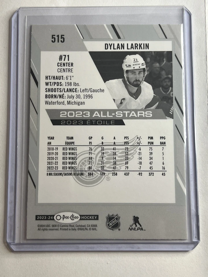 2023-24 O-Pee-Chee All-Stars Dylan Larkin #515 Detroit Red Wings - Image 2 of 2