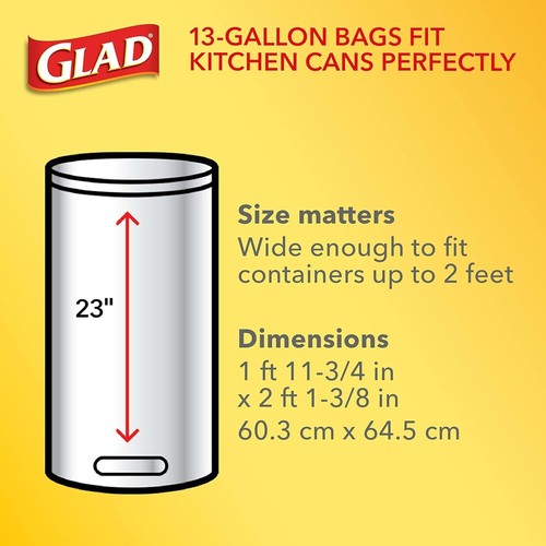 Glad Tall Kitchen Drawstring Trash Bags - Odorshield 13 Gallon White, 110 Count - Picture 8 of 12