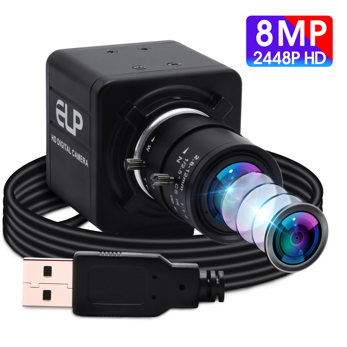 ELP 5MP Mini 4X Zoom HD USB Webcam Camera with Varifocal