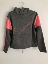 Girls Nike DRI-FIT size XL Hoodie Fleece Pullover with Logo Gray/Pink colors 