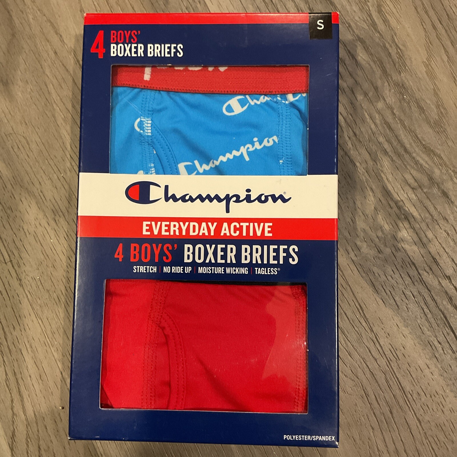 Champion Boys' Everyday Comfort Cotton Stretch Boxer Briefs (4 Pack) SMALL 6-8