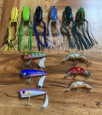 (12) Fishing Lure Lot Booyah Pad Crasher Jr Frog Rebel Pop-R Wee-Craw Bulk New