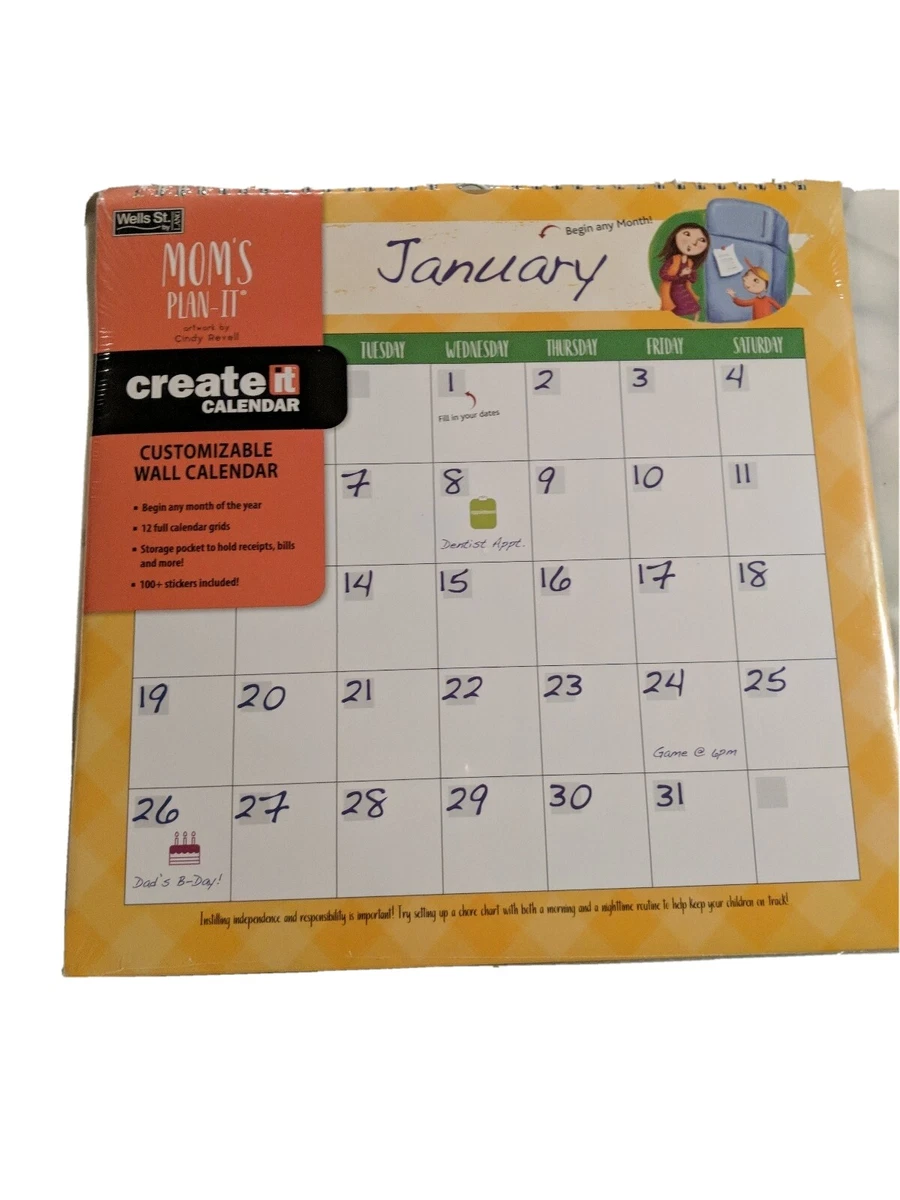 Moms Plan It Create It customizable Wall Calendar Wells St BY Lang New |  eBay