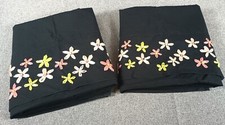 Wamsutta Set Of Black Embroidered Flowers Pil...