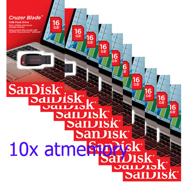 10x SanDisk 16GB Cruzer Blade 16G USB2.0 USB Flash Drive Disk CZ50 Lot of 10pcs