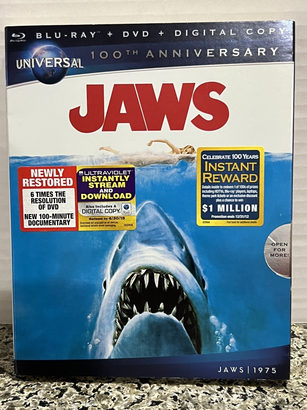 Jaws 100th Anniversary Bluray DVD 2Disc Set w/ Slipcover 25192128882