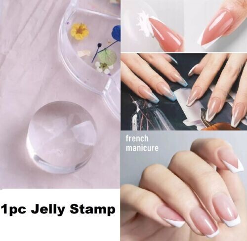 Clear Silicone Nail Stamper French Manicure Visible Body Jelly Nails Art DIY - Picture 1 of 2