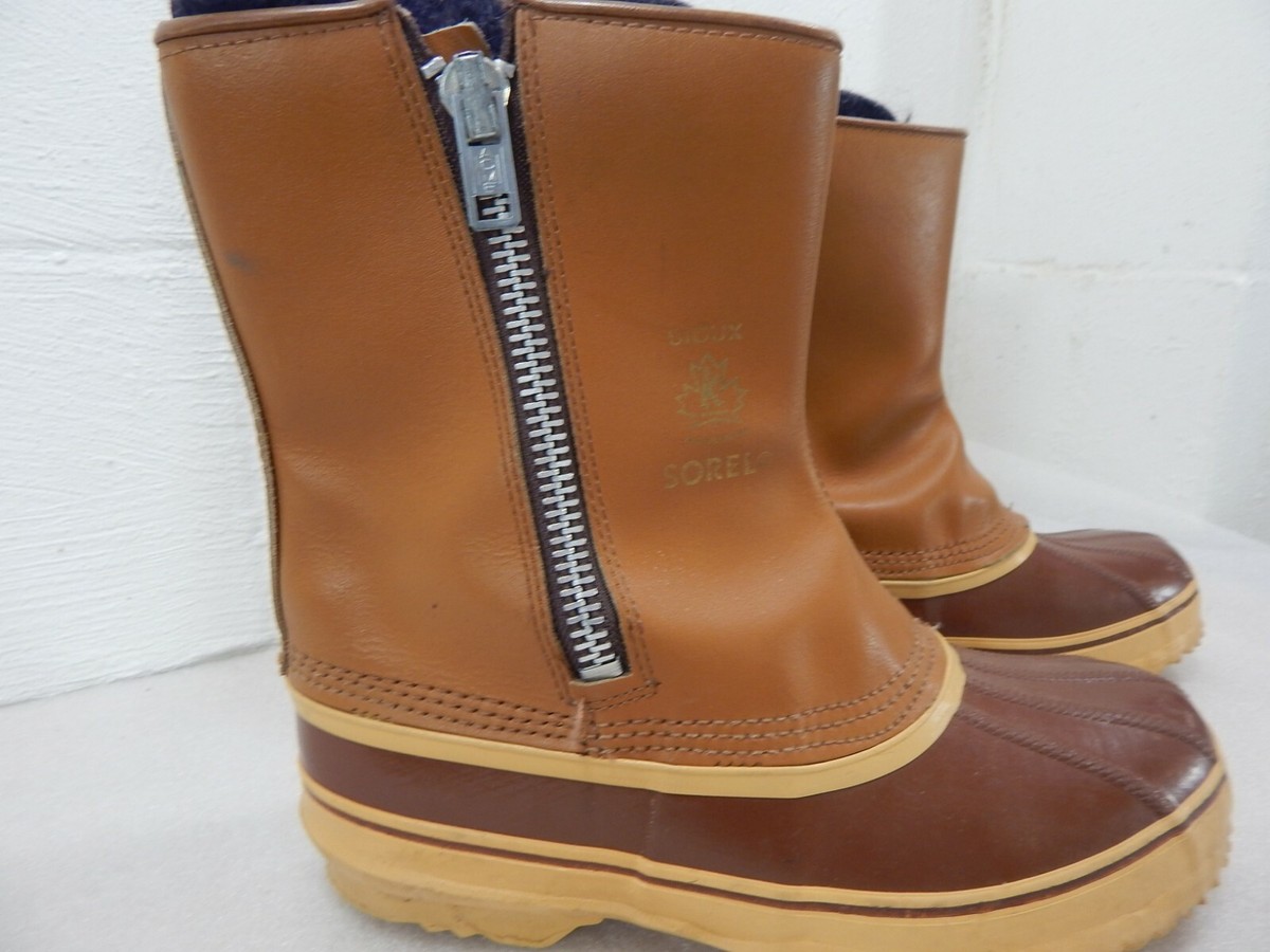 Vintage Kaufman Sorel SIOUX Leather/Rubber/Zipper Duck Boots 