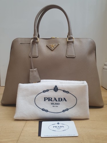 Hardly Worn: Prada Saffiano Lux Leather Medium Top Handle Bag