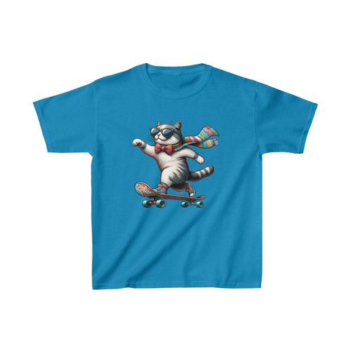 Skateboard Paws: Dapper Cat's Sidewalk Surfin' Kids' Tee! - Picture 18 of 33