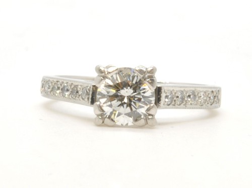 JABEL Platinum .80CT Brilliant Cut Diamond Solitaire & Accents Engagement Ring - Picture 12 of 16