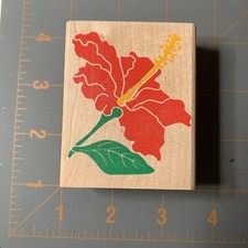 Rubber Stampede- Posh Impressions Hibiscus Flower Wood Mounted stamp Floral