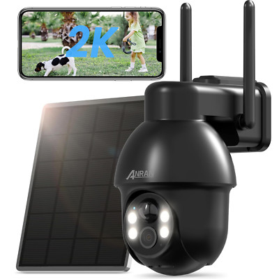 ANRAN WLAN Überwachungskamera Set Außen 3MP Kabellose Solar Akku Kamera Pan/Tilt