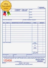 Repair Order Book, 3-Part Carbonless, White/White/White, 5-9/16 X 8-7/16 Inches,