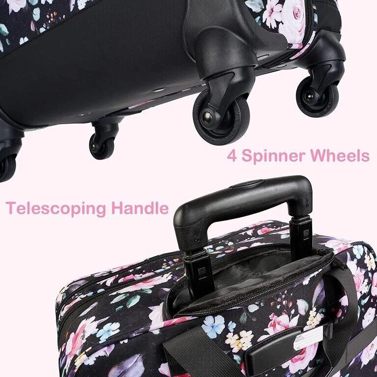 Rolling laptop bag top with spinner wheels