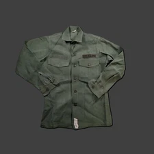 Vintage 1960s OG 107 Type 1 Button Shirt Cotton US Army Green