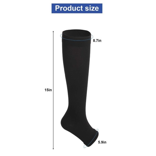 15-20 mmHg Men Women Compression Socks Open Toe Below The Knee Support Stockings - Picture 4 of 14