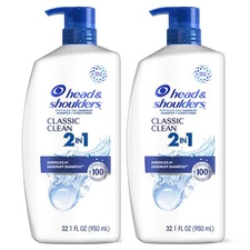 Head and Shoulders Classic Clean 2 in 1 Shampoo Conditioner 32.1 Fl Oz 2 Pack