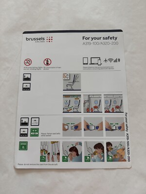 Brussels Airlines A319-100 A320 - 200 Safety Card Instructions