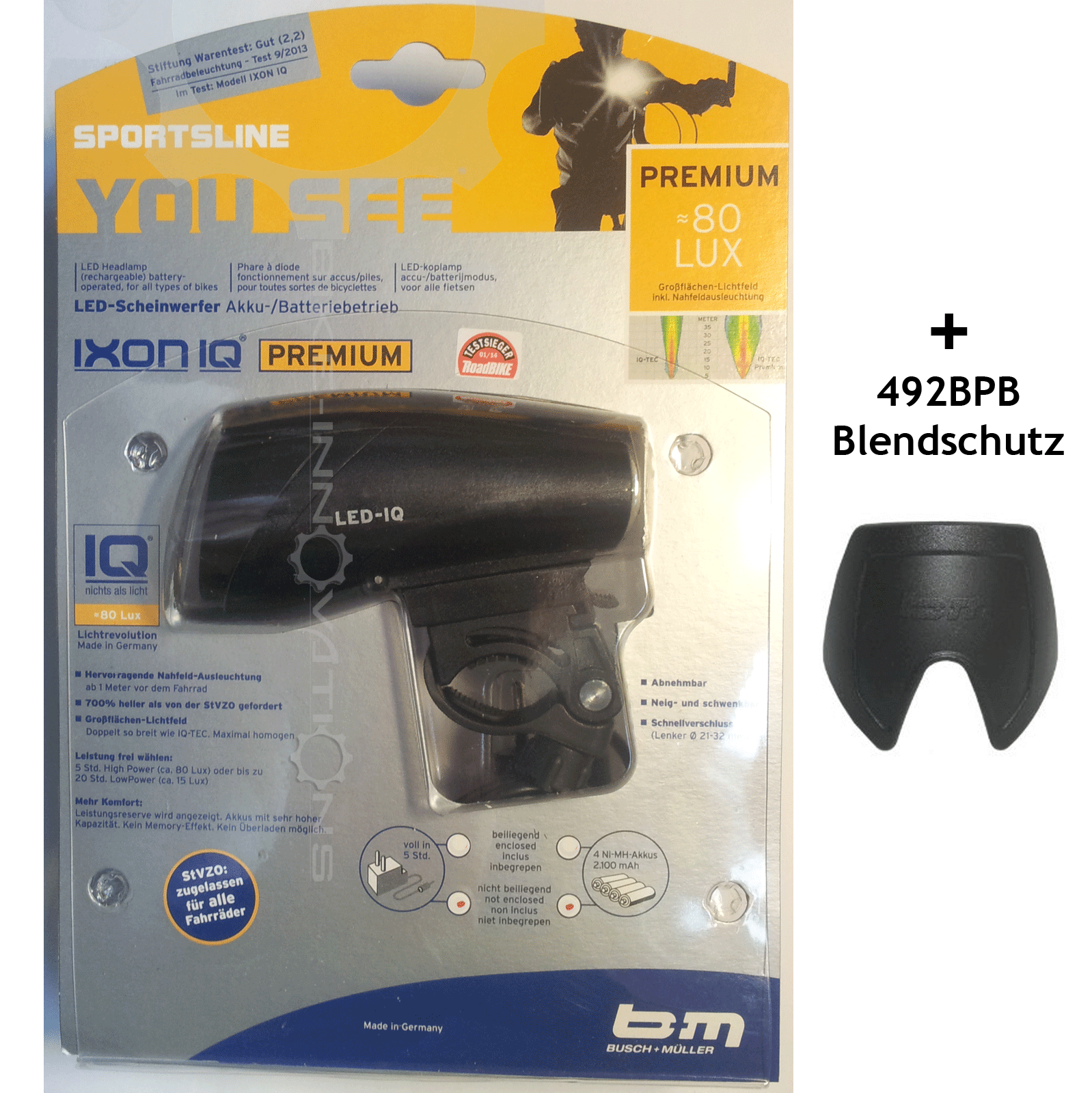 Busch+Müller IXON IQ 80 LUX PREMIUM LED 1922QM + BLENDSCHUTZ 492BPB B&M StVZO Busch+Müller IXON PREMIUM IQ 80 LUX PREMIUM IXON LED 1922QM + BLENDSCHUTZ 492BPB B&M StVZO 88dac5