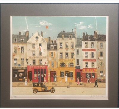 MICHEL DELACROIX LITHOGRAPH Signed And Numbered  Paris Scene 