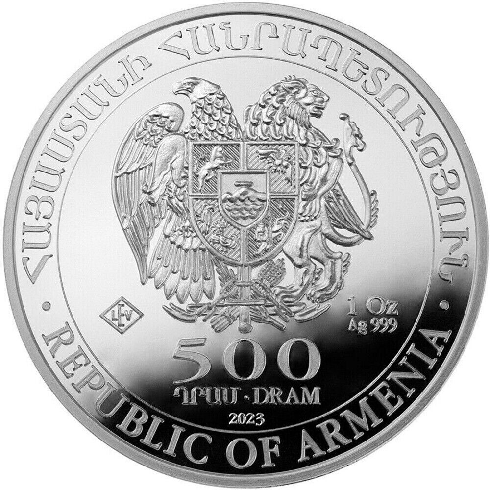 ノアの方舟 500 ドラム 1オンス 銀貨 2023年 2023 1 oz .999 Fine Silver Armenia 500 Drams Noah's Ark Coin