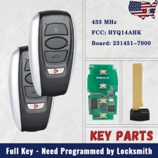 2 Smart Remote Key Fob for Subaru Ascent BRZ Forester Outback 2018-2024 HYQ14AHK