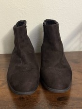 Calvin Klein Mens Luciano Brown Suede Side-Zi...