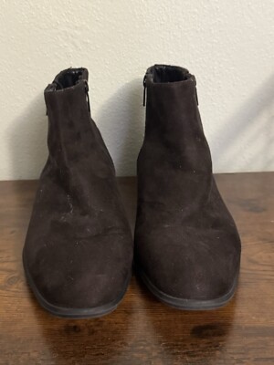 Calvin Klein Mens Luciano Brown Suede Side-Zip Ankle Boots Size 9.5