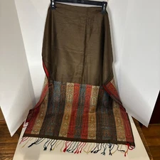 Pashmina 30% Silk and 70% Cashmere Blend Neck Long Scarf w/Fringe Classic Earth